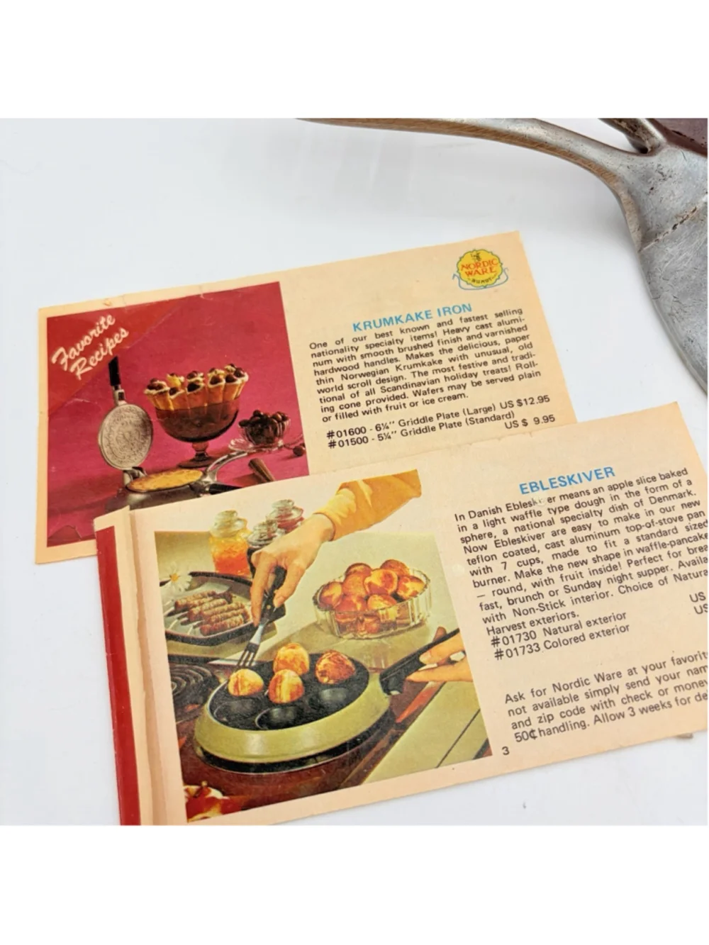 Nordic Ware Krumkake Iron with Rolling Cone Box Recipes Vintage USA